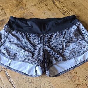 Lululemon Athletica Black and Gray Lace Athletic Shorts
